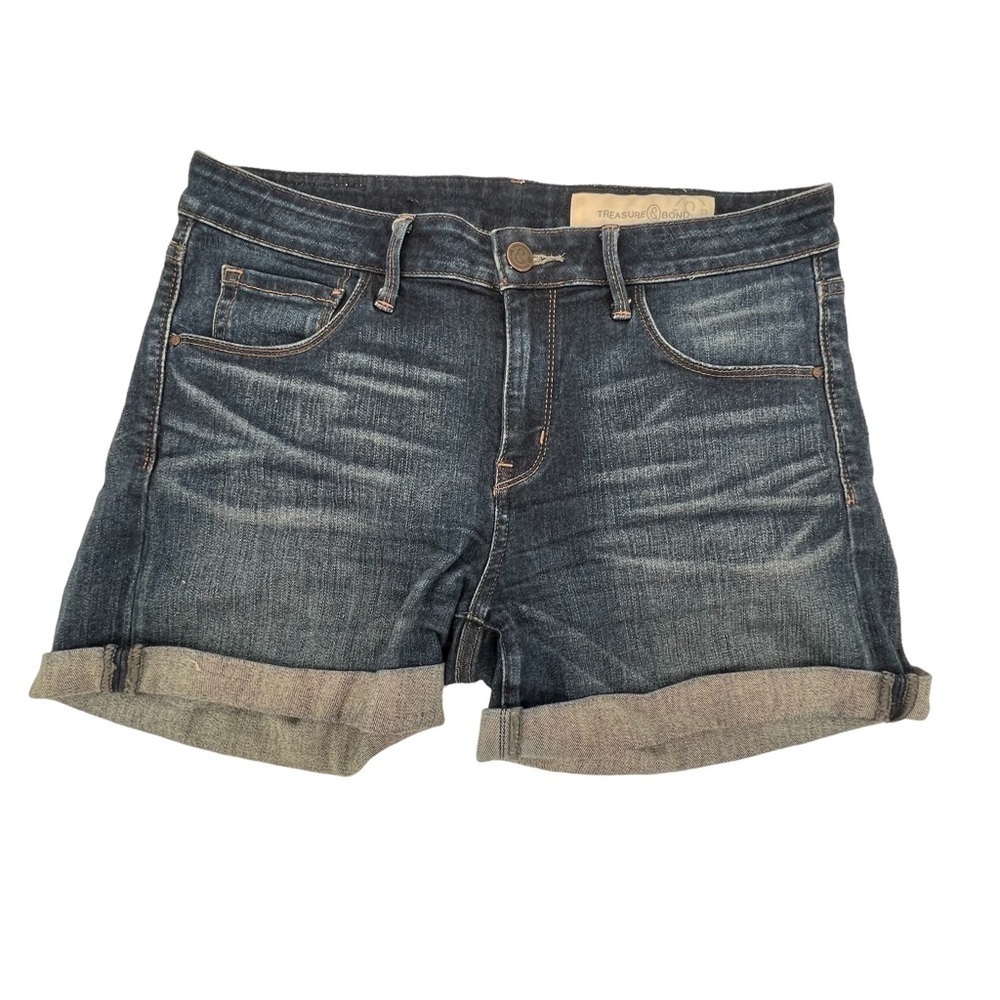 Treasure Bond Cuffed Hem Skinny Fit Denim Jean Shorts Size 29 Women's